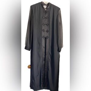 R & M Richards by K Kwon Sheer Mandarin Collar Black Cheongsan Style Dress Sz 14
